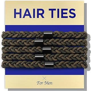 Braided Mens Hair Ties For Men 5 pcs(XL) - For Buns Curly Thick Dense Hair Elastic Hair Ties For Guys
