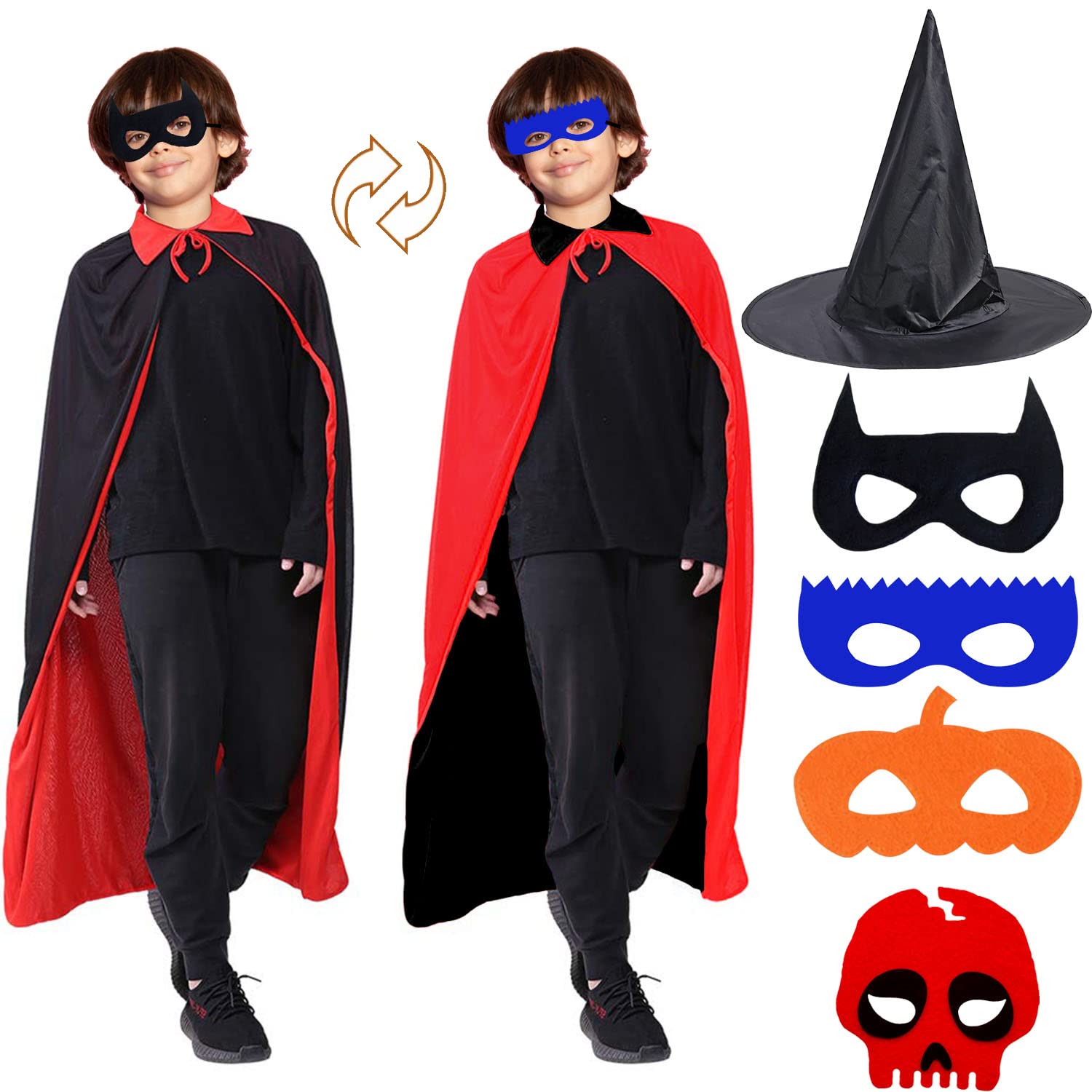 Sarvda Halloween costumes for girls | Halloween costume for boys | Halloween dress for kids | Witch Costumes (4-5 Years, Robe (Dress, Black Hat, 4 Felt Mask, Teth)) (B0BGF32SM4) Amazon Price History, Amazon Price Tracker