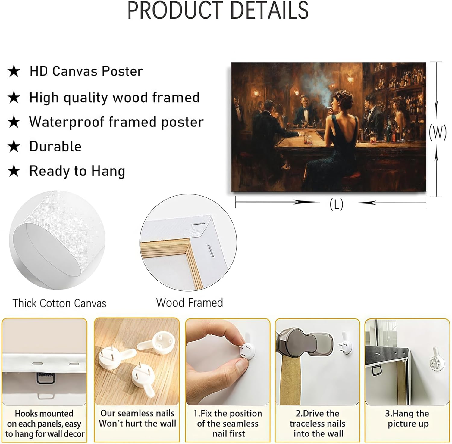 CIDLNMY Prohibition Speakeasy Canvas Wall Art, Vintage 1920's Nightlife Poster, Cocktail Bar Lounge Wall Art Ready To Hang Aesthetic Room Decor (Speakeasy-4,16×24 inch)