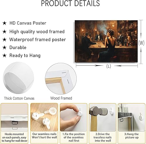 Miniatura 6 de CIDLNMY Arte de pared en lienzo de la Prohibition Speakeasy, póster vintage de la vida nocturna de los años 20, arte de pared de cóctel, bar, salón,