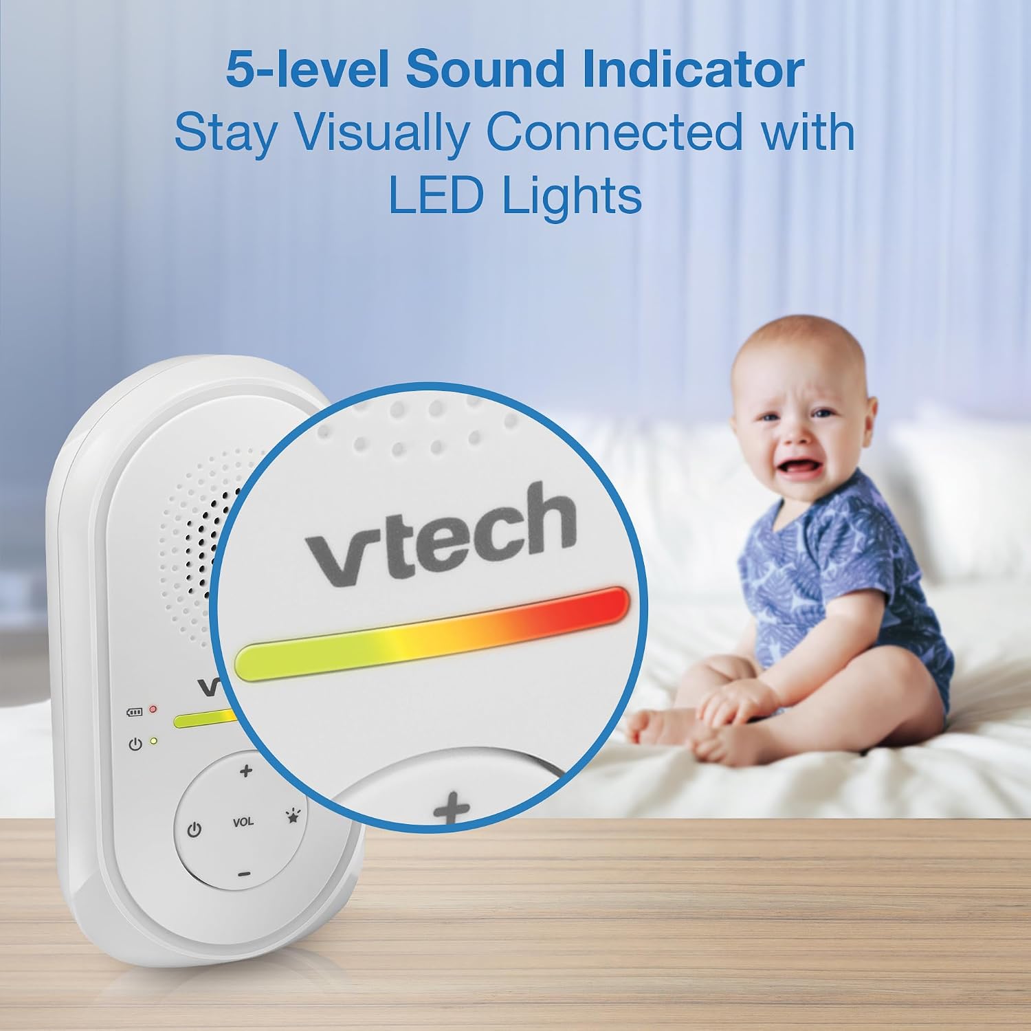 VTech TM8112 Audio Baby Monitor with Glow-on-Ceiling Starry Night Light, 8-Hour Rechargeable Battery, 1000ft Range & Belt Clip