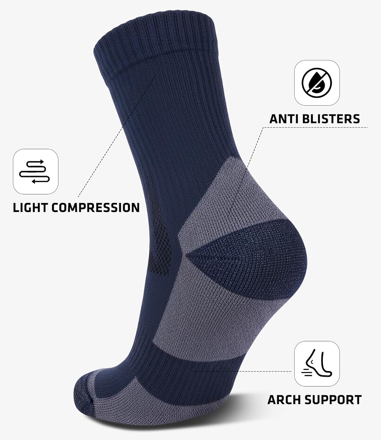 ACTINPUT 3 Pairs Merino Wool Hiking Socks Warm Thermal All Seasons Cushioned Moisture Wicking Socks for Women & Men - Image 3