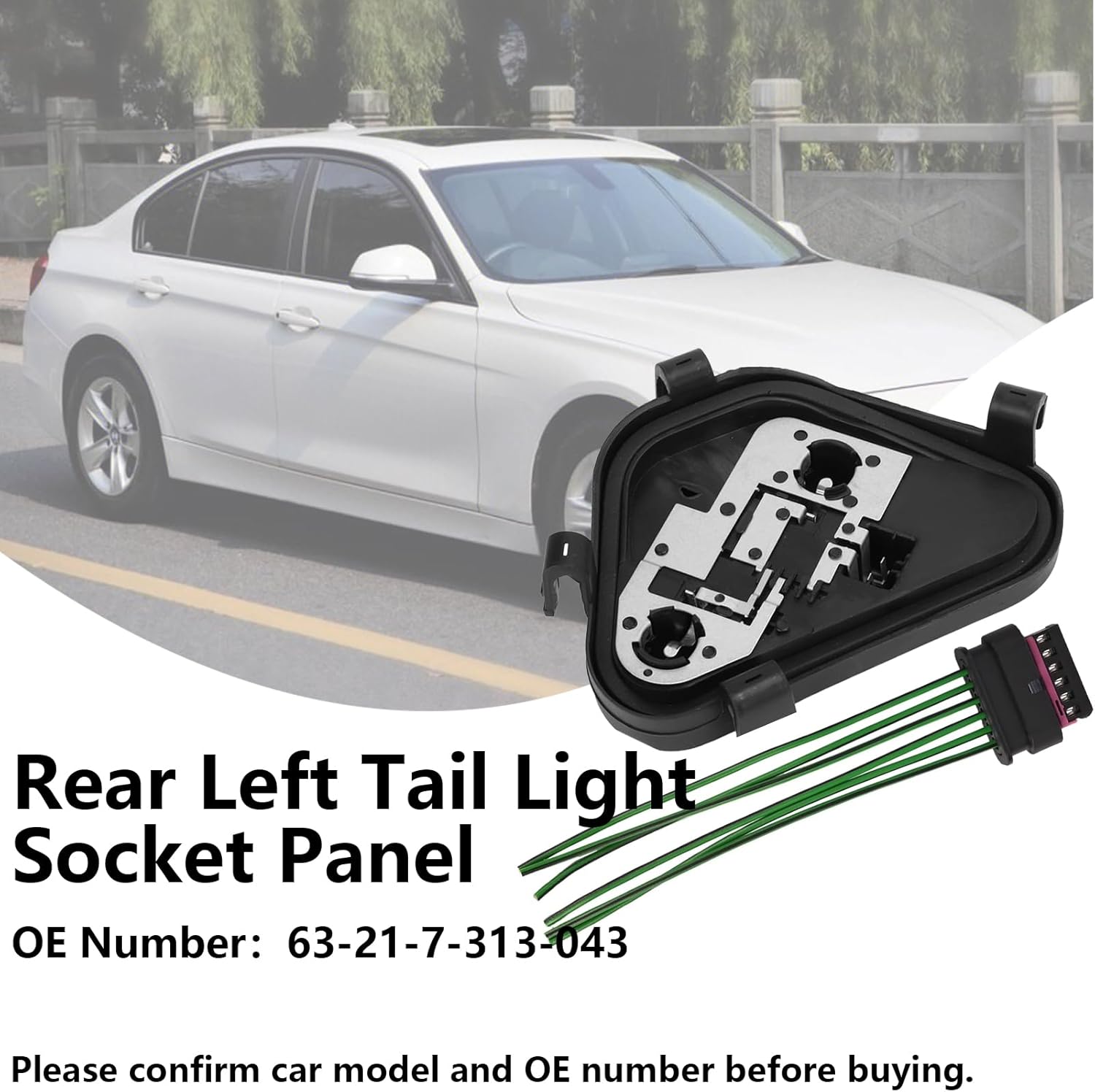 Rear Left Tail Light Socket Panel for BMW 320i 328d 328i 335i M3 Replaces 63-21-7-313-043 63217313043
