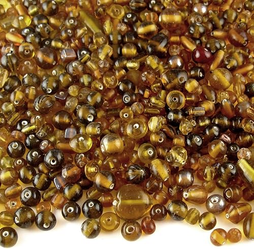 Miniatura 6 de The Crafts Outlet Cuentas de vidrio de 4 onzas  3.95 oz a granel de formas y tamaños surtidos de 0.236-0.472 in, color naranja