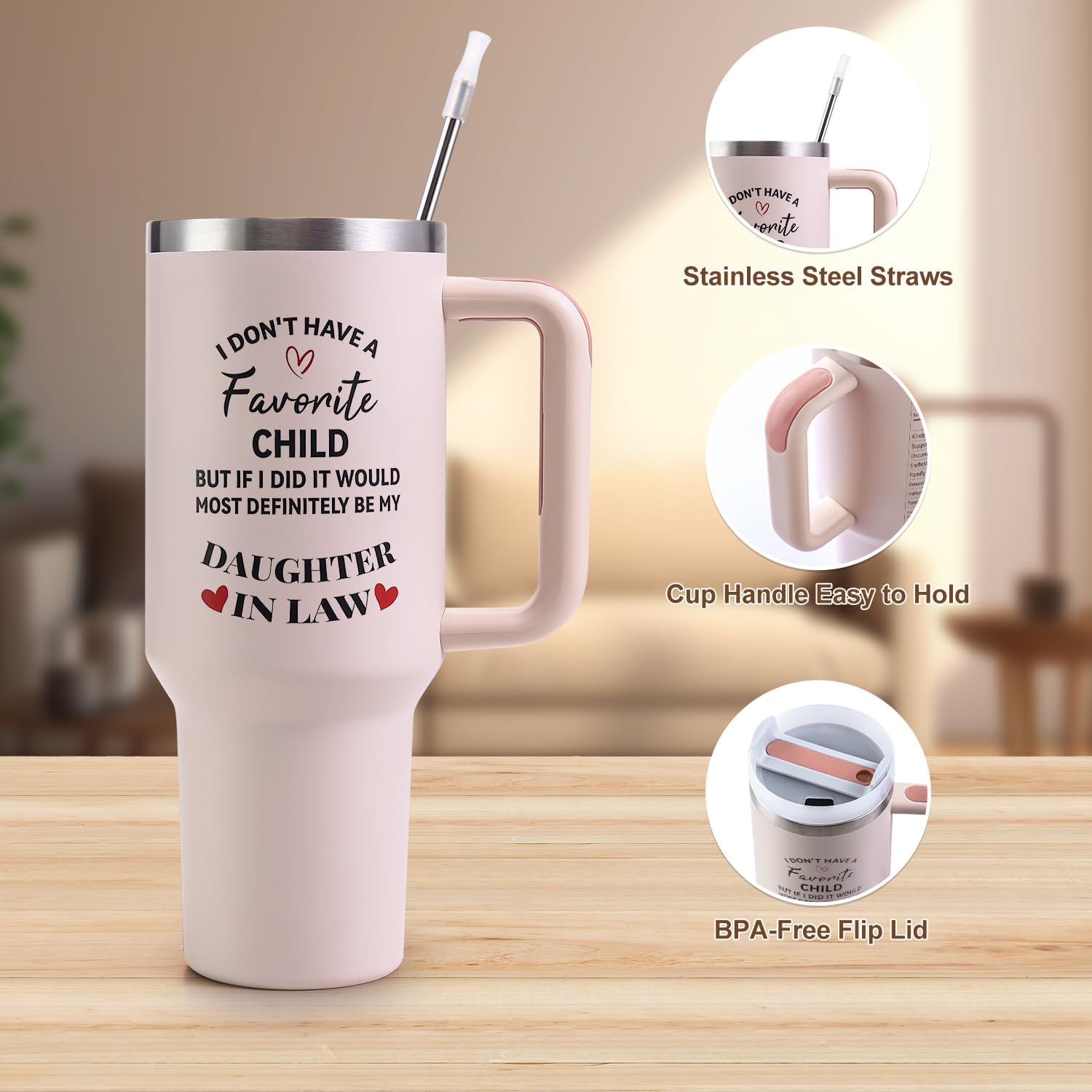 Daughter in Law Gifts, Daughter in Law Tumbler with Handle 40oz image 4
