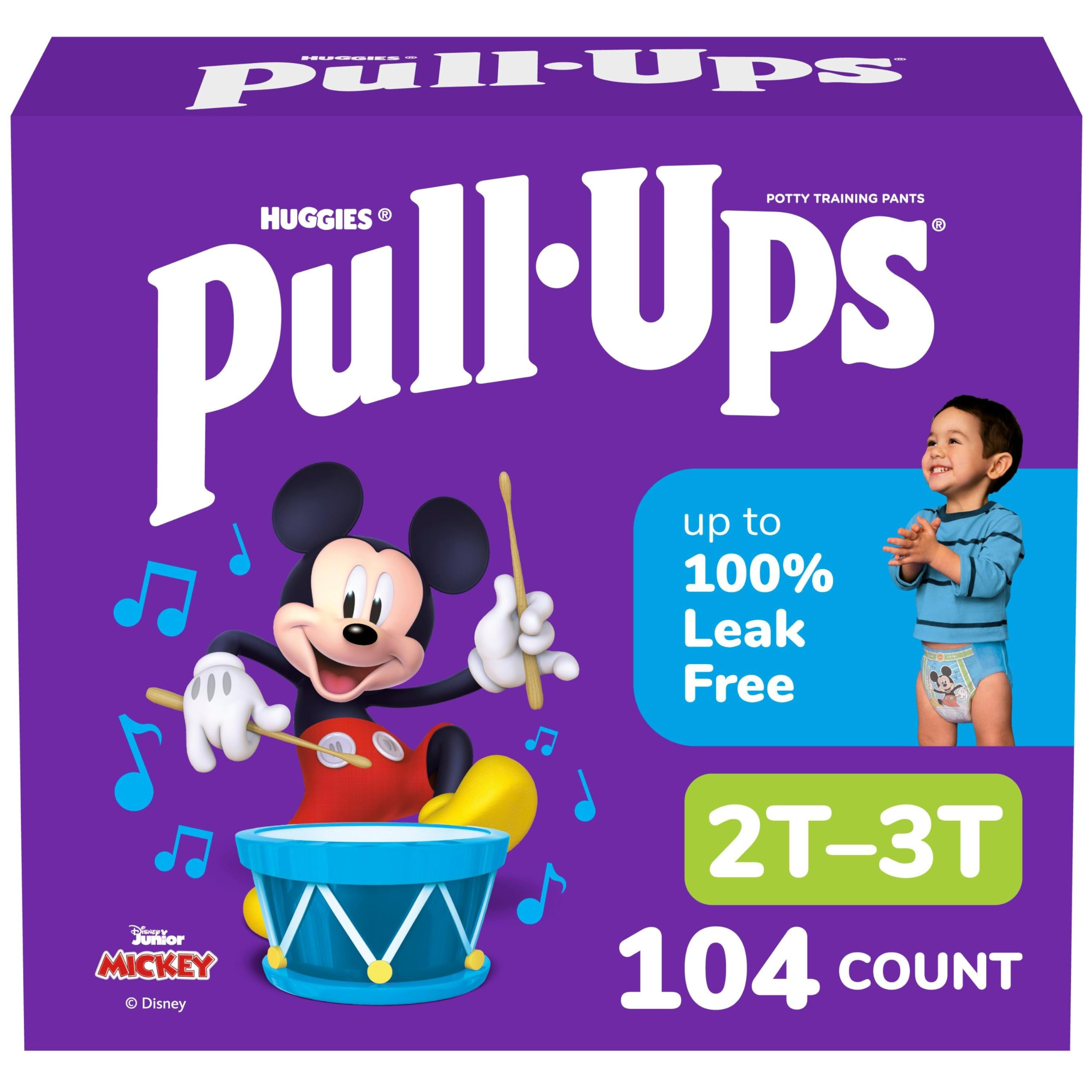 Pull-Ups Boys' Potty Training Pants, Size 2T-3T Training Underwear (16-34 lbs), 104 Count