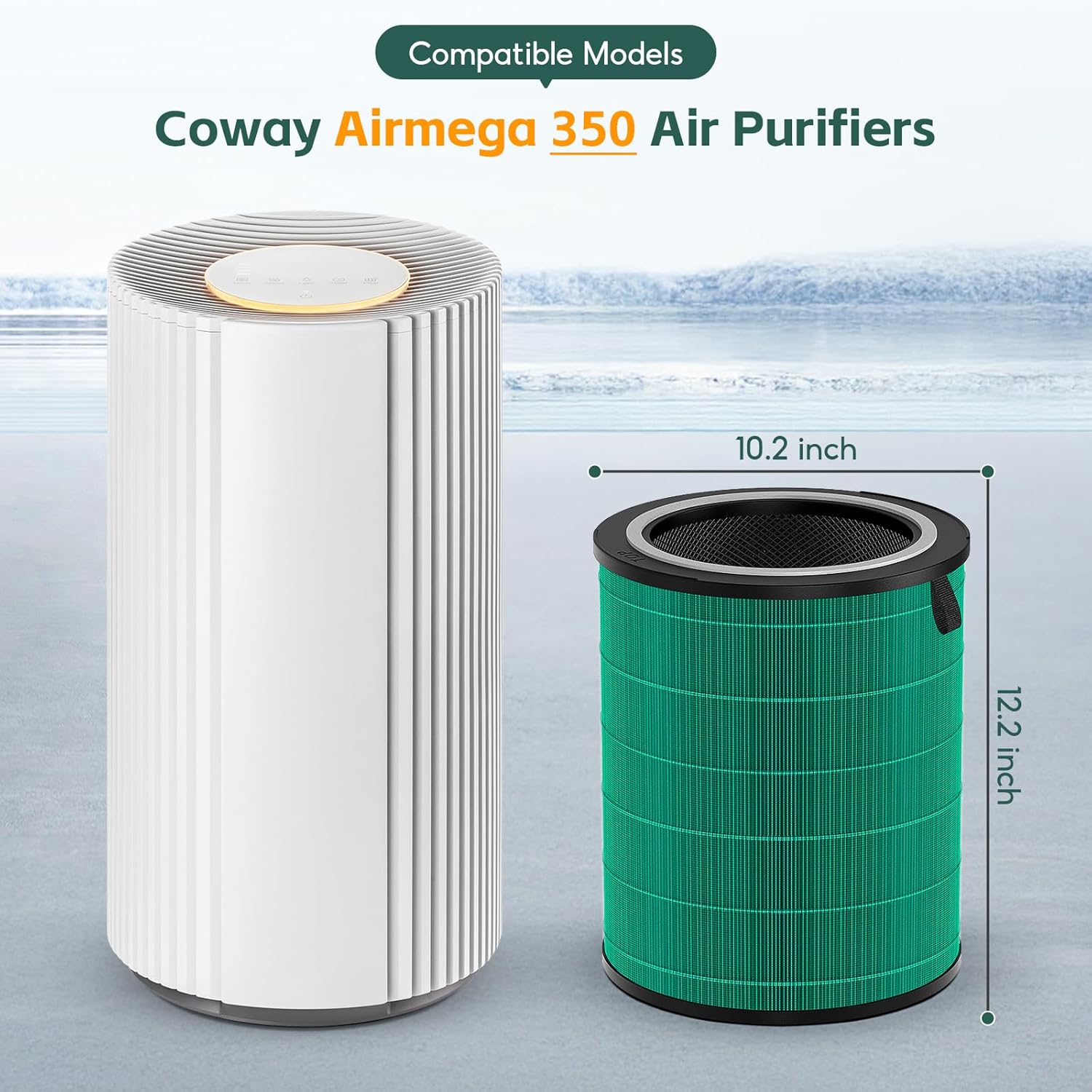 Airmega 350 Replacement Filter, Compatible with COWAY Airmega 350 Air Purifier, 3-in-1 Filter, pre-filter, HEPA filter, and Activated Carbon Filter - Image 2