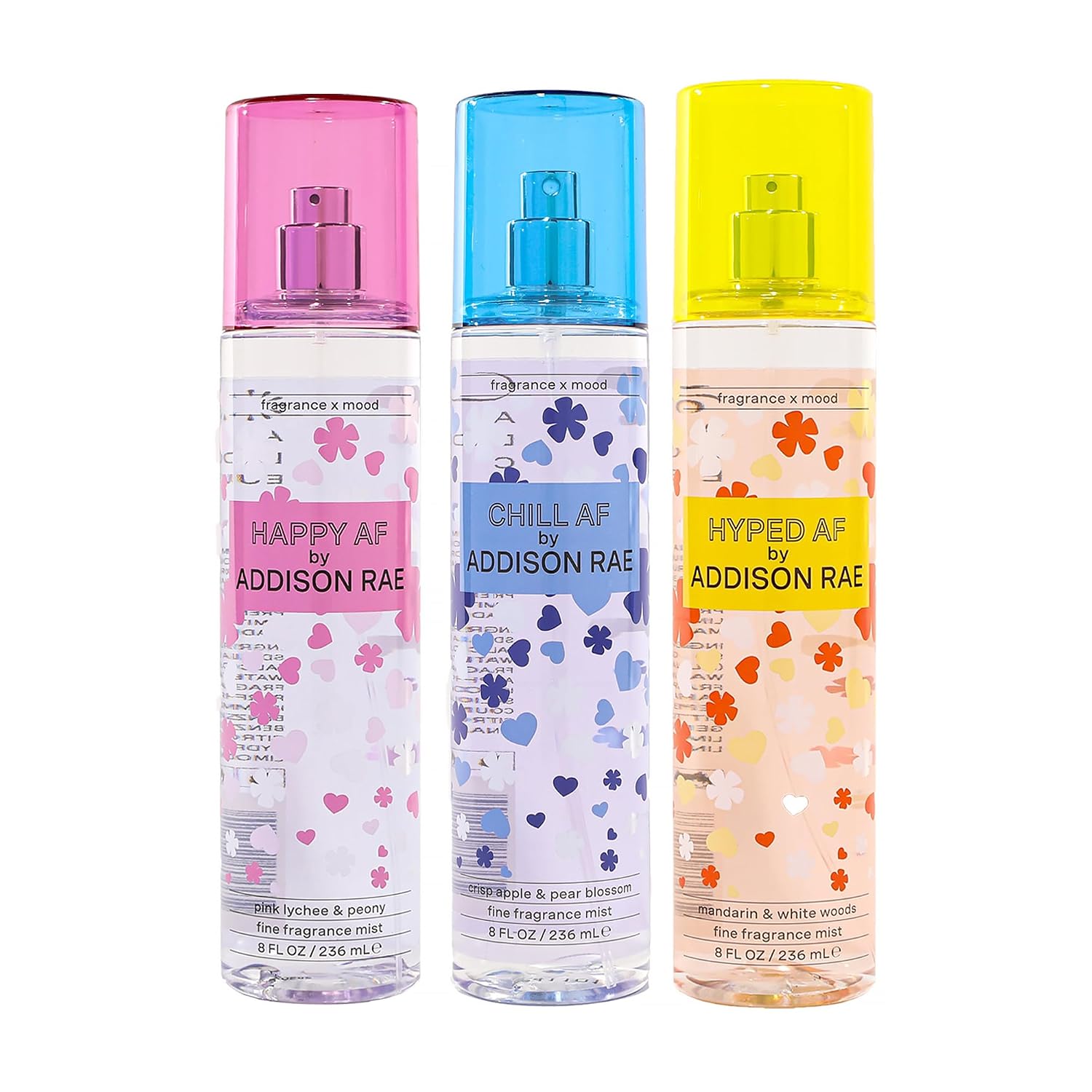 Body Mists Giftset by Addison Rae - Happy, Hyped, Chill - Body Spray for Women - Mood-Enhancing, Vegan, Cruelty Free Fragrance Mists - 3 pc
