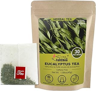 FullChea - Natural Eucalyptus Tea Bag 30 Teabags, 1.5g/bag - Premium Hojas de Eucalipto - Non-GMO - Caffeine-free - Boost ...