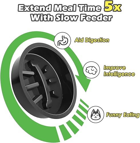 Miniatura 6 de SHAINFUN Soporte elevado con dos cuencos de acero inoxidable de 57.5 onzas líquidas, alimentador lento y tapete de silicona a prueba de derrames,