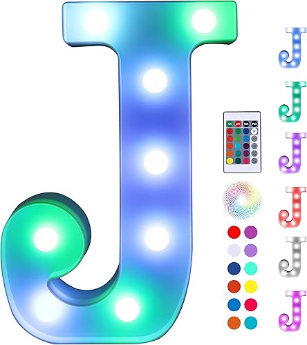 Foaky Letras para marquesina con luces de colores LED, letras para luz nocturna, boda, fiesta de cumpleaños, funciona con baterías, luz de Navidad,