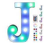 Foaky Colorful LED Letter Lights with Remote,Marquee Light Up Letters Sign for Night Light Wedding/Birthday Party Battery Powered Christmas Lamp Home Bar Decoration(J)