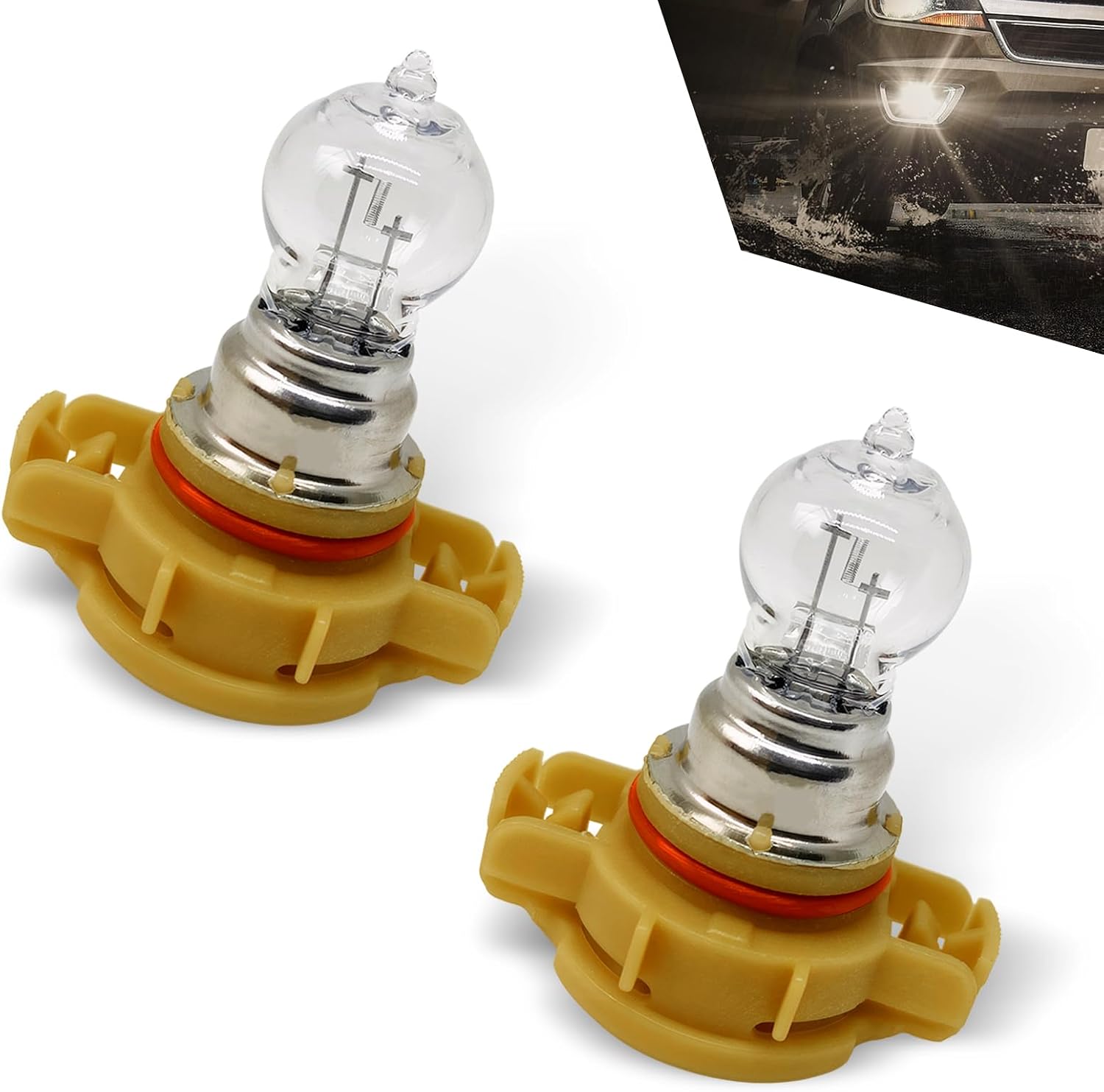 Downhill PSX24W Fog Light Bulbs,12V 24W 3500K Ultra-bright Shock-proof Quartz Glass Daytime Running Light, Plug and Play Multi-functional Cars Lighting Replacement (Warm white Light)
