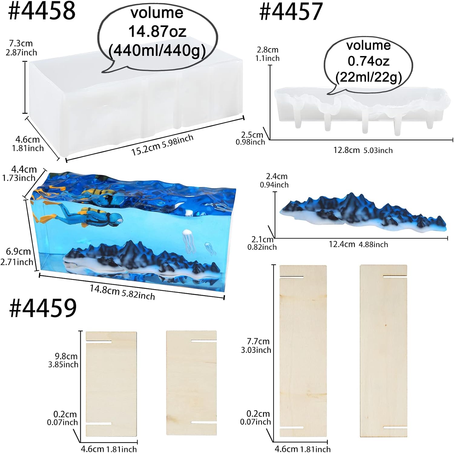 Epoxy Resin Silicone Molds Set Sea Mountain Diorama Fish Tank Miniature