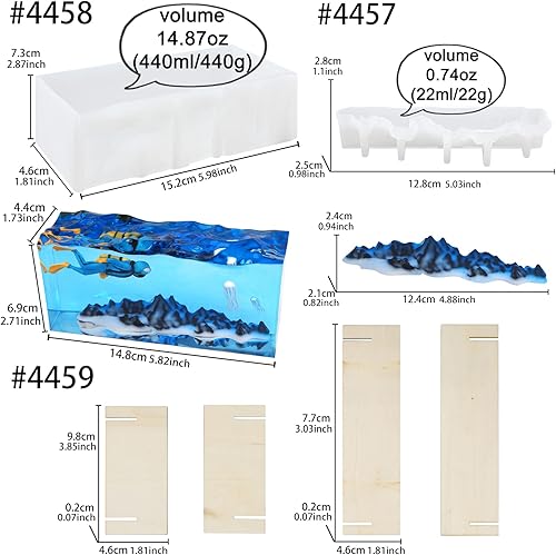 Miniatura 2 de Juego de moldes de silicona de resina epoxi Sea Mountain Diorama Fish Tank Miniature