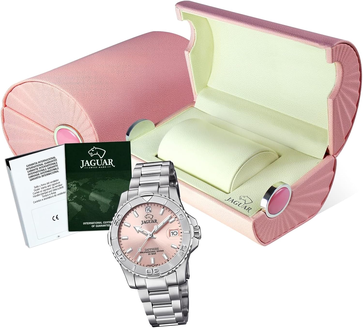 JAGUAR Orologio Modello J870/3 della Collezione Woman, Cassa da 34 mm, Rosa con Cinturino in Acciaio per Donna