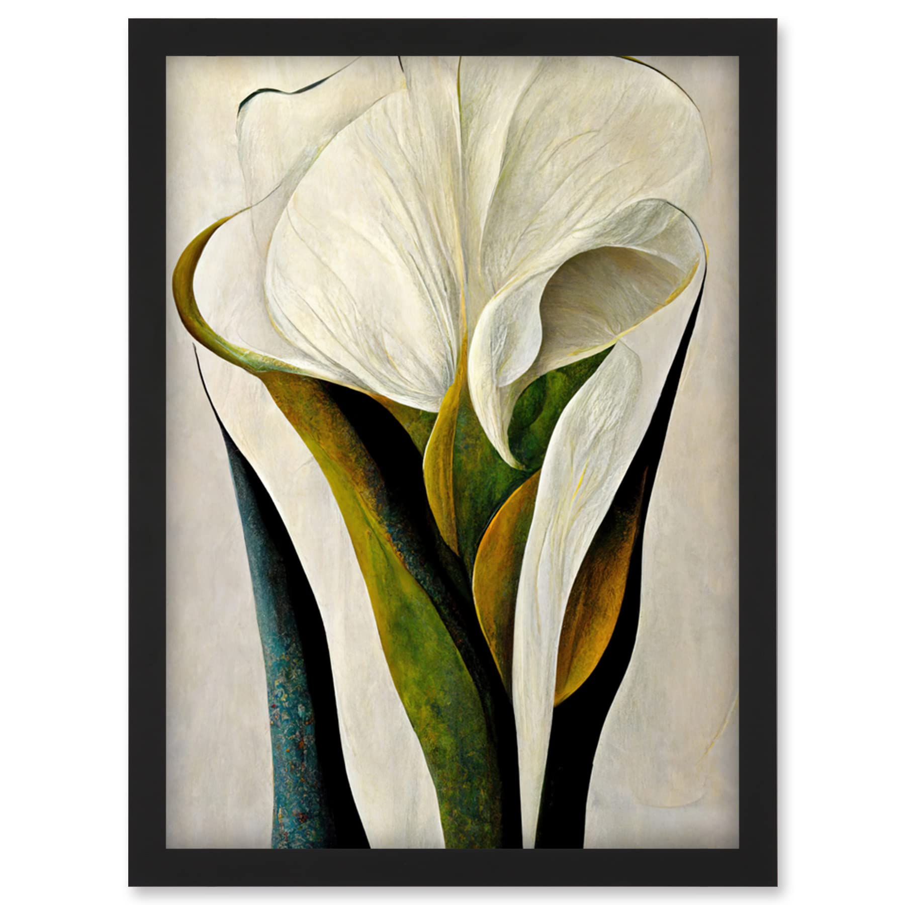 Doppelganger33 LTD White Calla Lily Flower Bouquet Detail Stylish Artwork Framed Wall Art Print A4