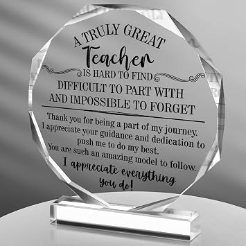 Best Teacher Appreciation Gifts for Women Thank You Teacher Gifts from Student Graduation End of Year Acrylic Present for Office Desk Paperweight Keepsake DecorElegant Nonagon