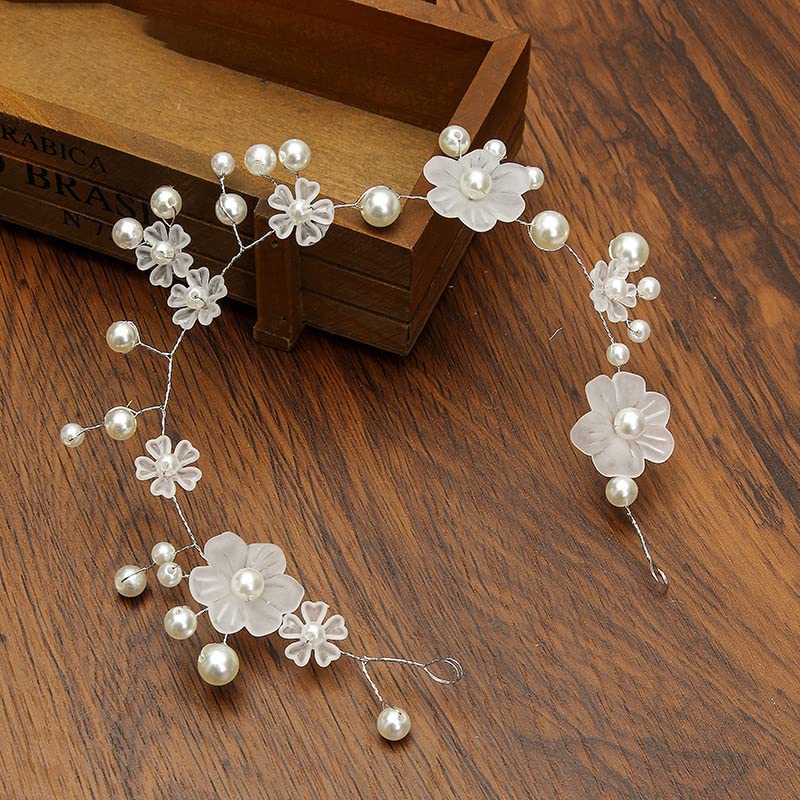 Frauen Hochzeit Haarschmuck Perle Blume Stirnband Braut weiche Kette Haarband Kristall handgemachte Tiaras Kopfbedeckung