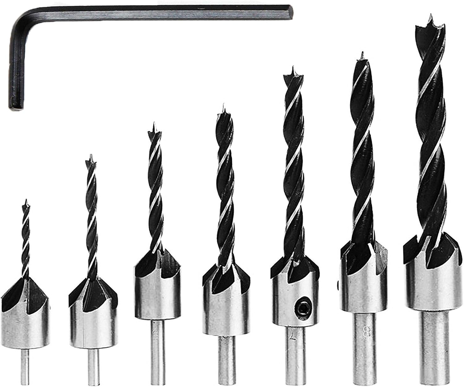 Dapetz ® Countersink Drill Bit Set - 7Pcs HSS 5 Flute Countersink ...