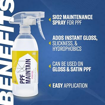 GYEON PPF Maintain Redefined SiO2 Maintenance Spray for Paint Protection Film & Vinyl Boost Slickness Hydrophobic Self-Cleaning Finish Gloss or Matte Surfaces