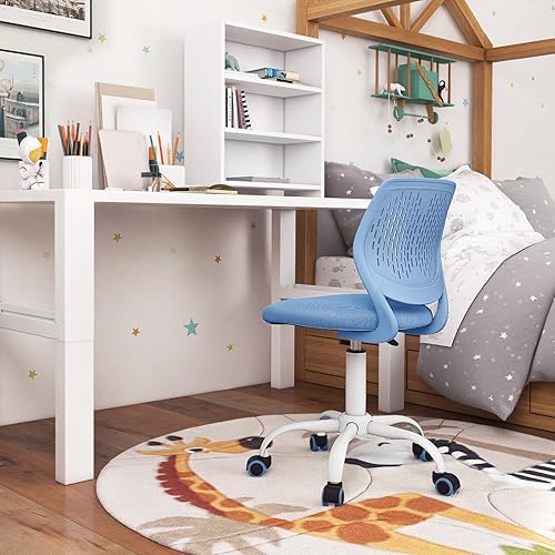 Miniatura 28 de POWERSTONE Silla pequeña de escritorio para oficina en casa, silla giratoria para computadora de estudio, silla de trabajo de altura ajustable con