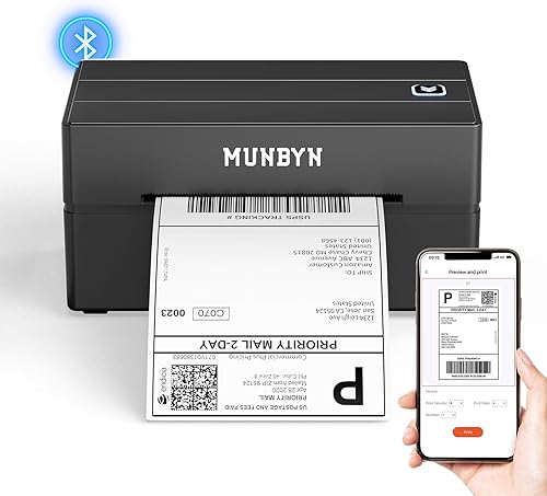 MUNBYN Impresora de etiquetas Bluetooth, impresora tĂ©rmica inalámbrica 130B para paquetes de envĂo de 4 x 6, pequeñas empresas, oficina o hogar, MUNBYN Impresora de etiquetas Bluetooth, impresora tĂ©rmica inalámbrica 130B para paquetes de envĂo de 4 x 6, pequeñas empresas, oficina o hogar,