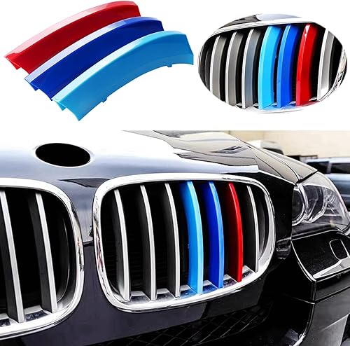Ajuste exacto M - Rejilla de color compatible con BMW 2007-2013 E70 X5 y 2008-2012 E71 X6 7-Vigas Central Riñón Grill