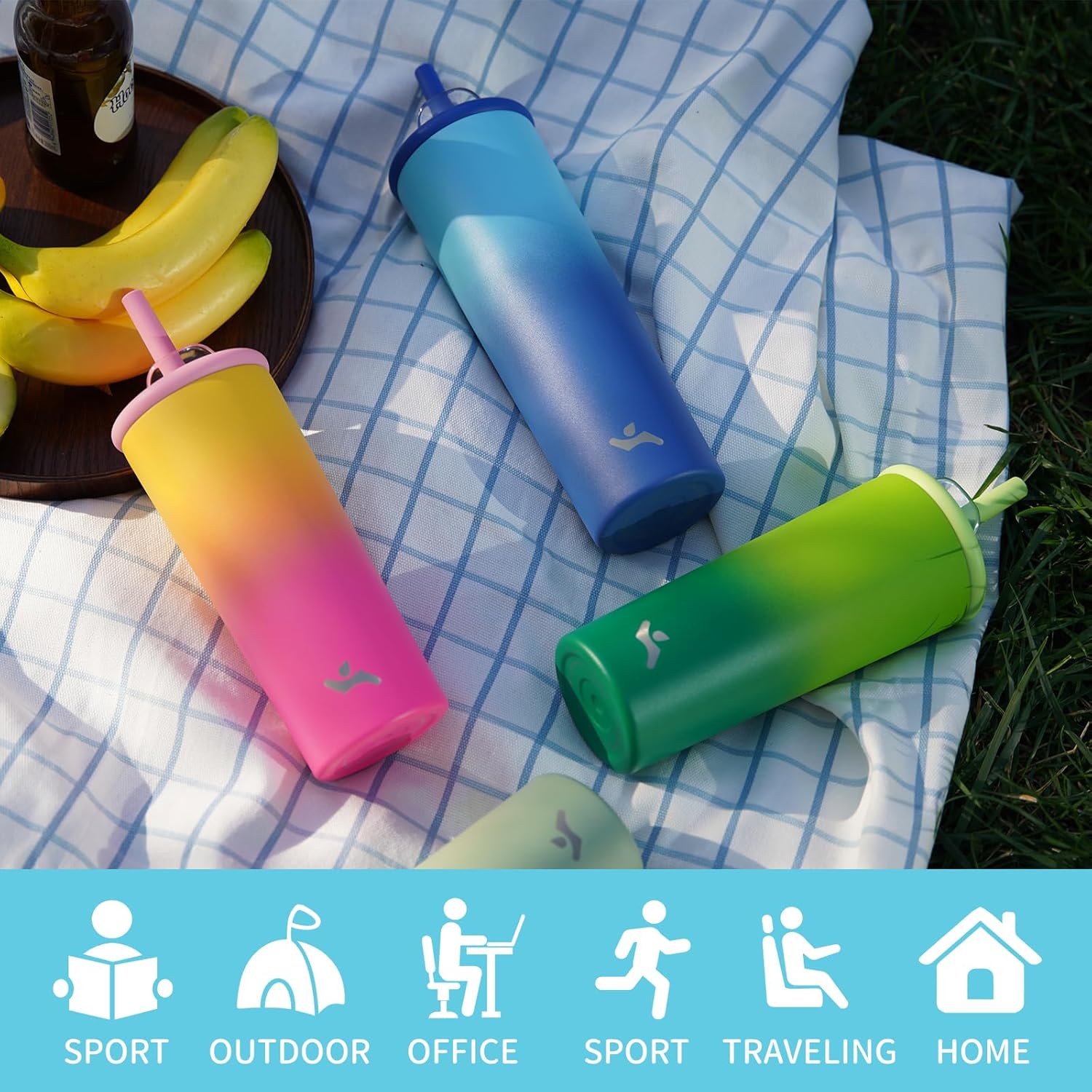 25oz Insulated Tumbler with Lid and Straw, Reusable Iced Coffee Cup with Lid, Travel Coffee Mug, BPA-Free, Leak-Proof and Durable, Sky - Image 6