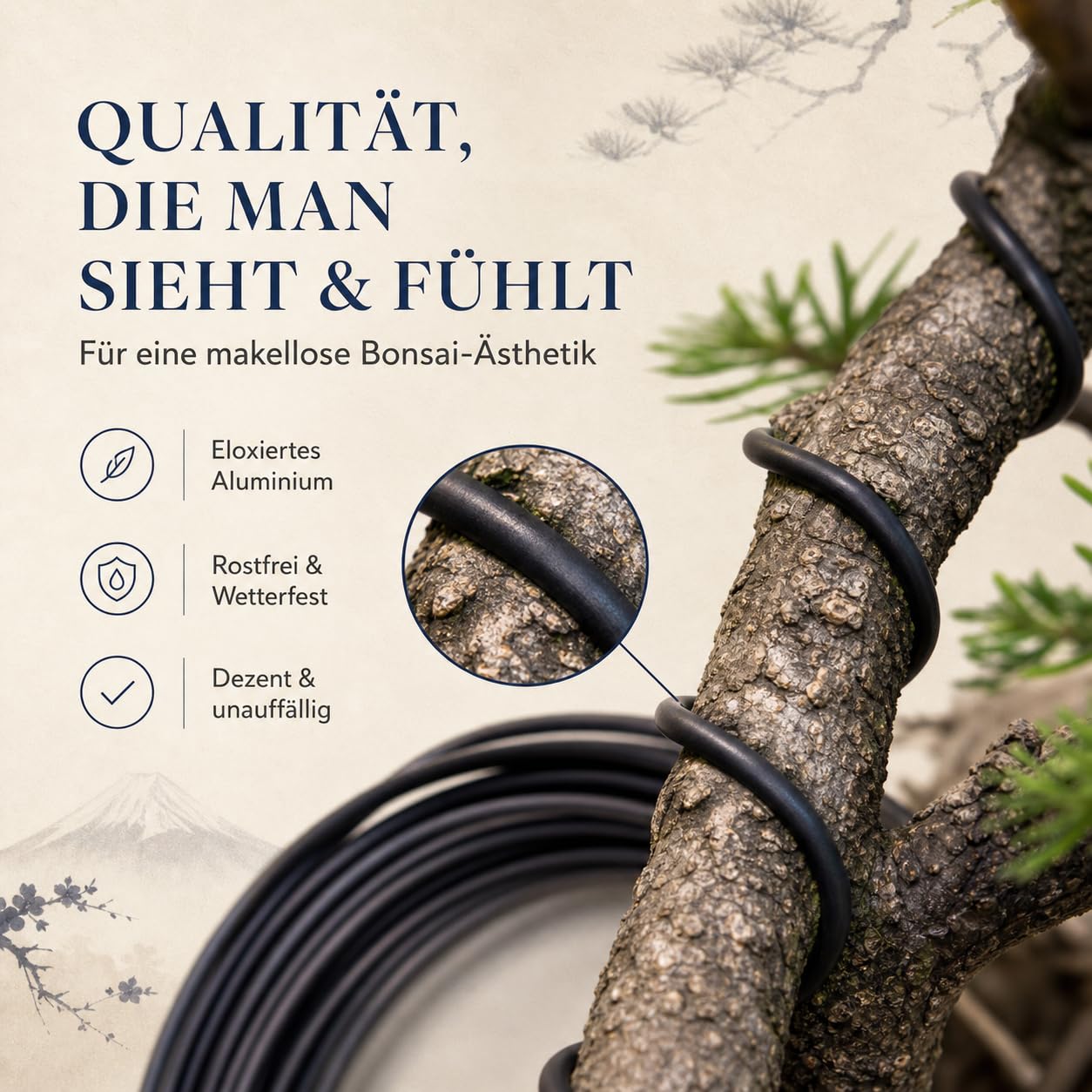 HAPPY SEED 10 m Filo per Bonsai in Alluminio anodizzato, Nero - Essenziale per Ottenere la Forma Desiderata del Bonsai - Ideale per cablare Alberi e Piante (1,5 mm)