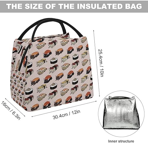 Miniatura 2 de Bolsa de almuerzo de sushi chihuahuas con aislamiento, bolsa de mano para alimentos para mujeres y hombres