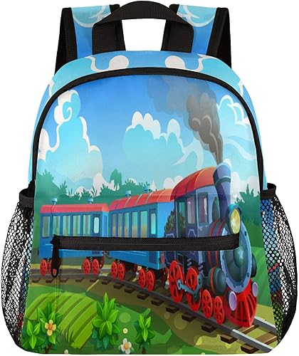Pardick Mochilas para niños y niñas, mochila escolar ligera para laptop o universidad, Zz coloridos trenes de vapor, Mochilas Daypack
