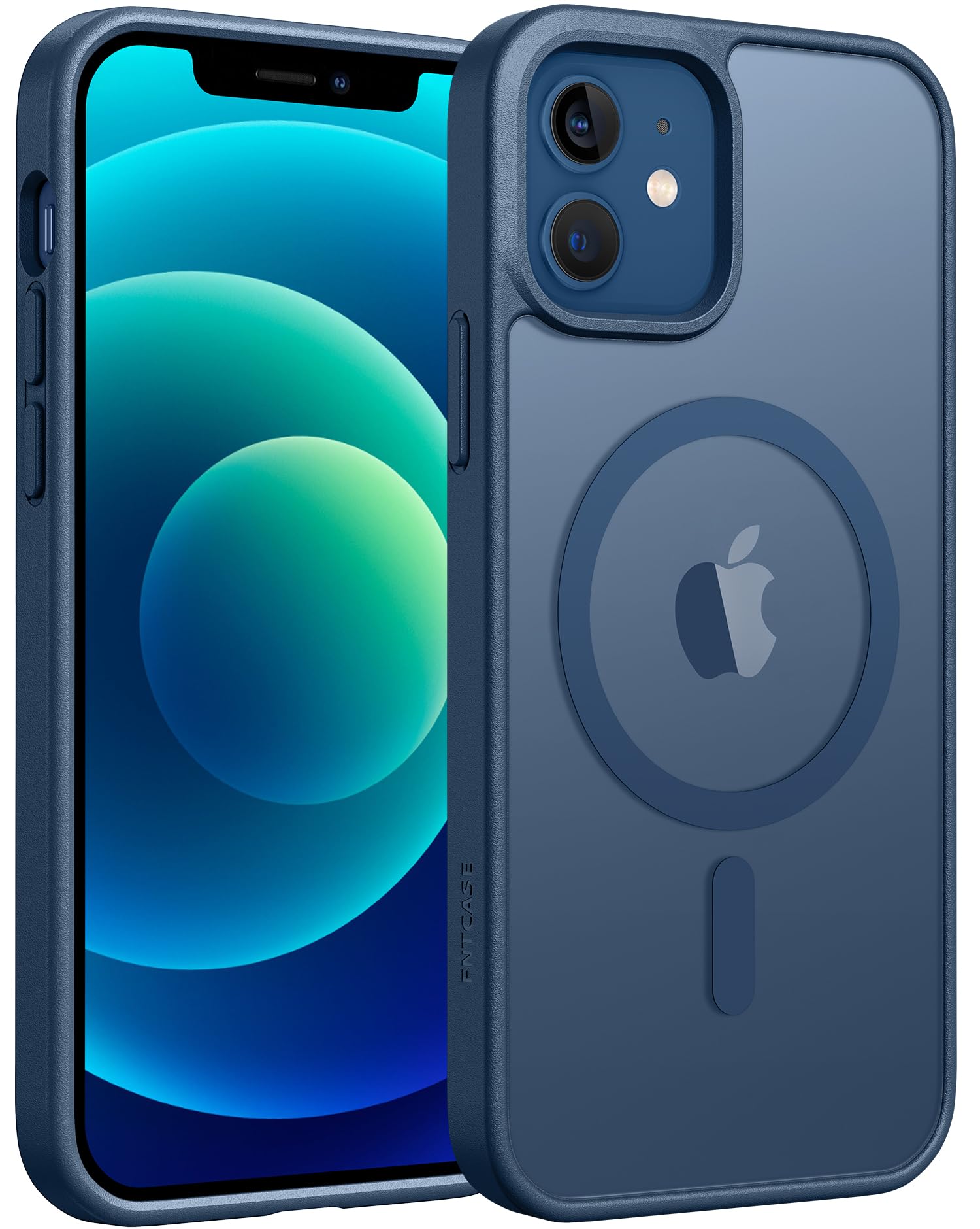 FNTCASE for iPhone 12/iPhone 12 Pro Case Blue: Translucent Fit for MagSafe | With Screen Protector, Magnetic Camera Protection Slim Cases, 14FT Military Grade Drop Tested, Matte Shockproof Cover