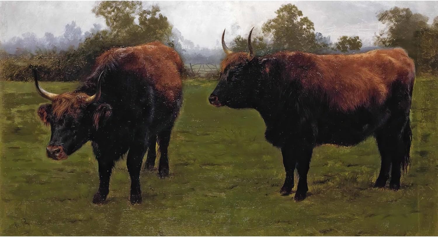 ArtDirect Two Bulls Grazing Unframed Art Print Giclee Poster by Rosa Bonheur - Ready for Framing with Customization Sizes 10x5, 14x8, 20x11, 36x19, 48x26 and 60x32 inches