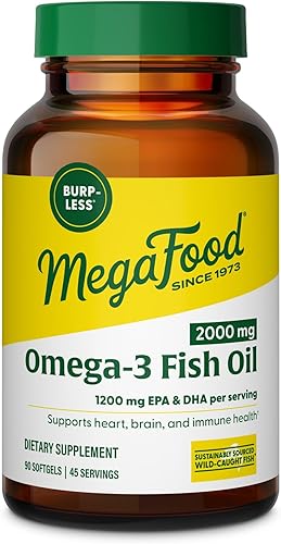 Miniatura 1 de MegaFood Suplementos Omega 3 de aceite de pescado de 2000 mg  Sin eructos y aceite de limón infundido  Suplemento de apoyo para corazón, cerebro,