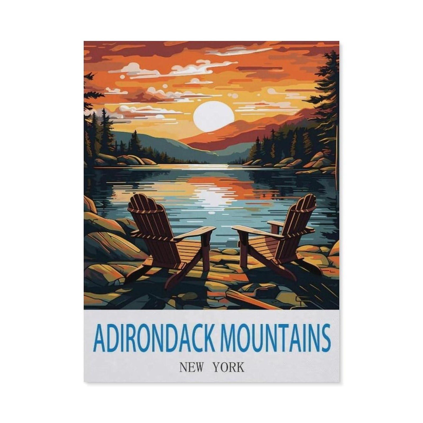 BEAYODKP Adirondack Mountains New York，Diamond Art Kits for Adults and Kids, Full Drill Round Rhinestone Paint with Diamonds（50 x 60 cm/19.68 x 23.62 inches）-CL55