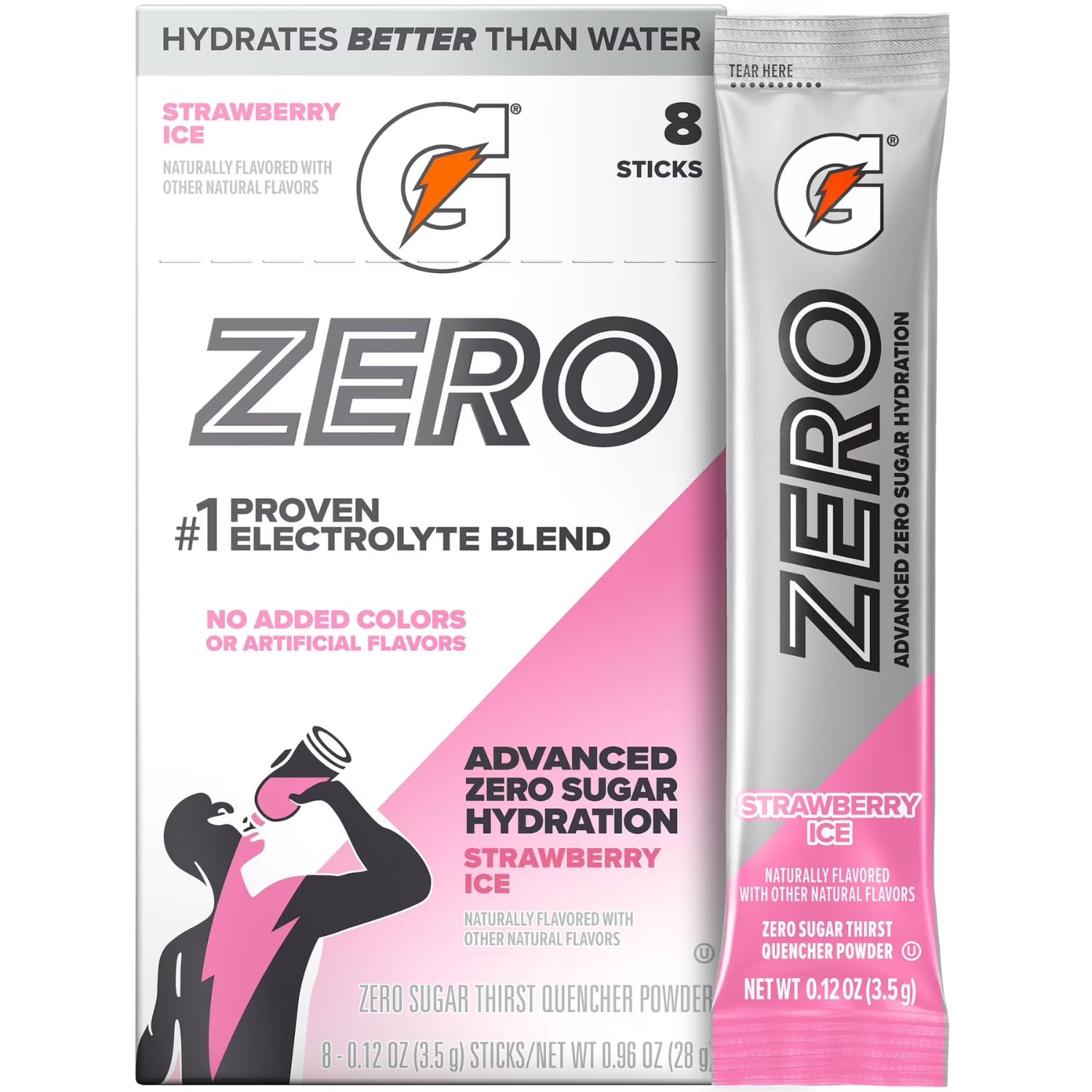 GATORADE - (Strawberry Ice) Zero Sugar Hydration Powder Drink Mix, (8 Sticks x 3.5g) By COUGAR | Electrolyte Hydration Powder | Strawberry Ice Flavour | Convenient Sachets – (Imported-USA)-image-13