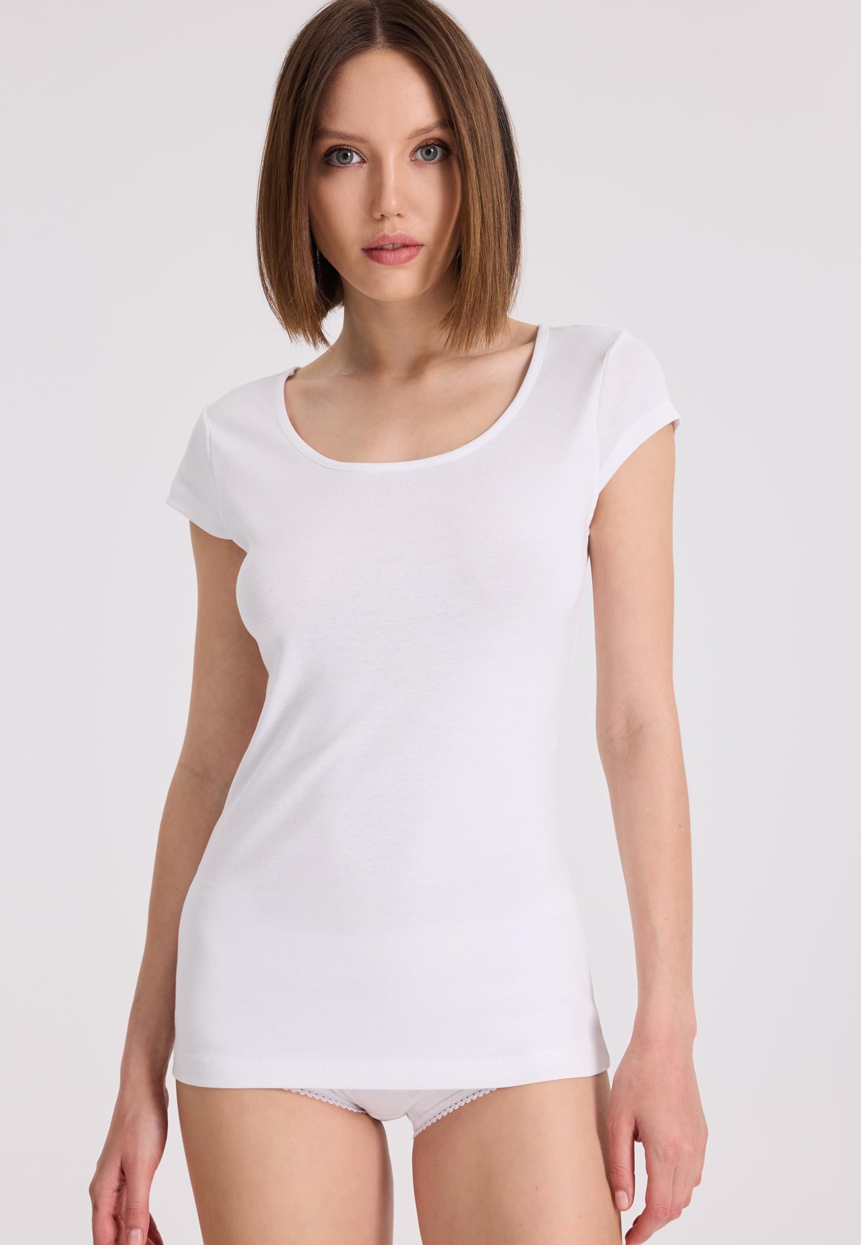 Lot De 3 sous-Vêtements en Coton Femme Manches Mi-Longues Noires, Blanches, Beiges (XS-XL) Débardeur À Fines Côtes