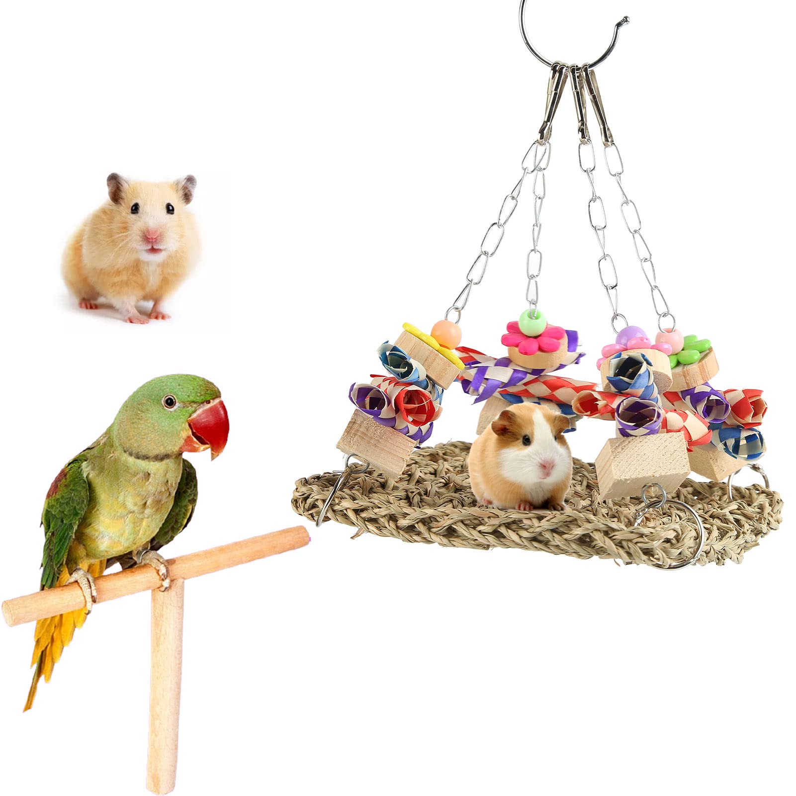 Seagrass Bird Mat, Seagrass Bird Swing Bright Colors Keep Birds Bored