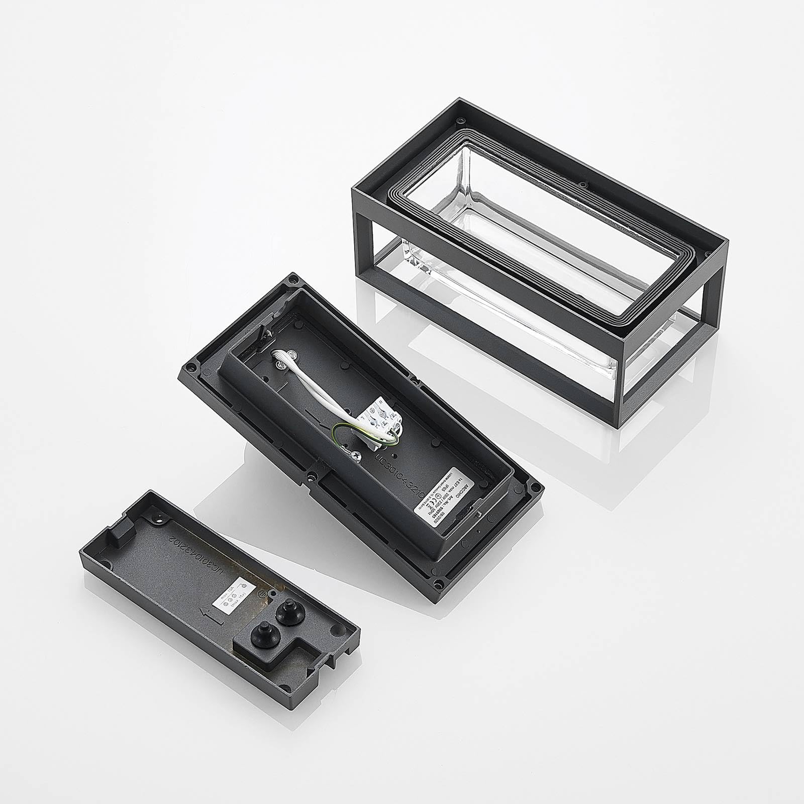 Arcchio Wandlampe außen Aluminium Glas, Wandleuchte aussen Außenleuchte IP65 Außenlampe 1x E27 ohne Leuchtmittel Außenwandleuchten Garten