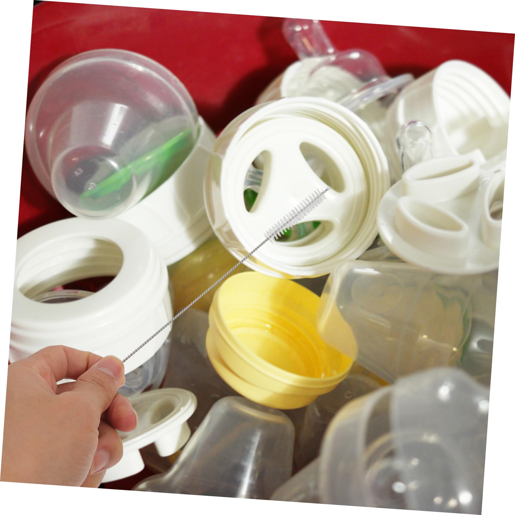 TIDTALEO 12pcs Brush 200mm Bottle Cleaner Brush Stainless Steel Straw Cleaner Soft Hair for No Scratch Cleaning