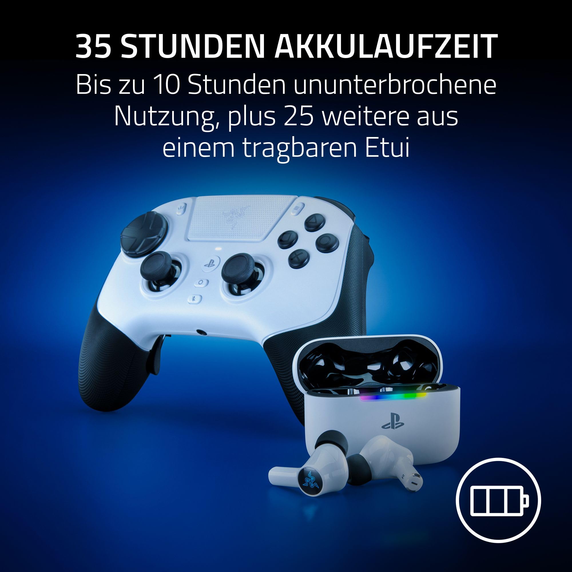Razer Hammerhead V3 X HyperSpeed PlayStation - Kabellose Multi-Plattform-Gaming-Ohrhörer - HyperSpeed Wireless & Bluetooth - 40 Std Akkulaufzeit - Wasserabweisend IPX4 - THX Spatial Audio | Weiß