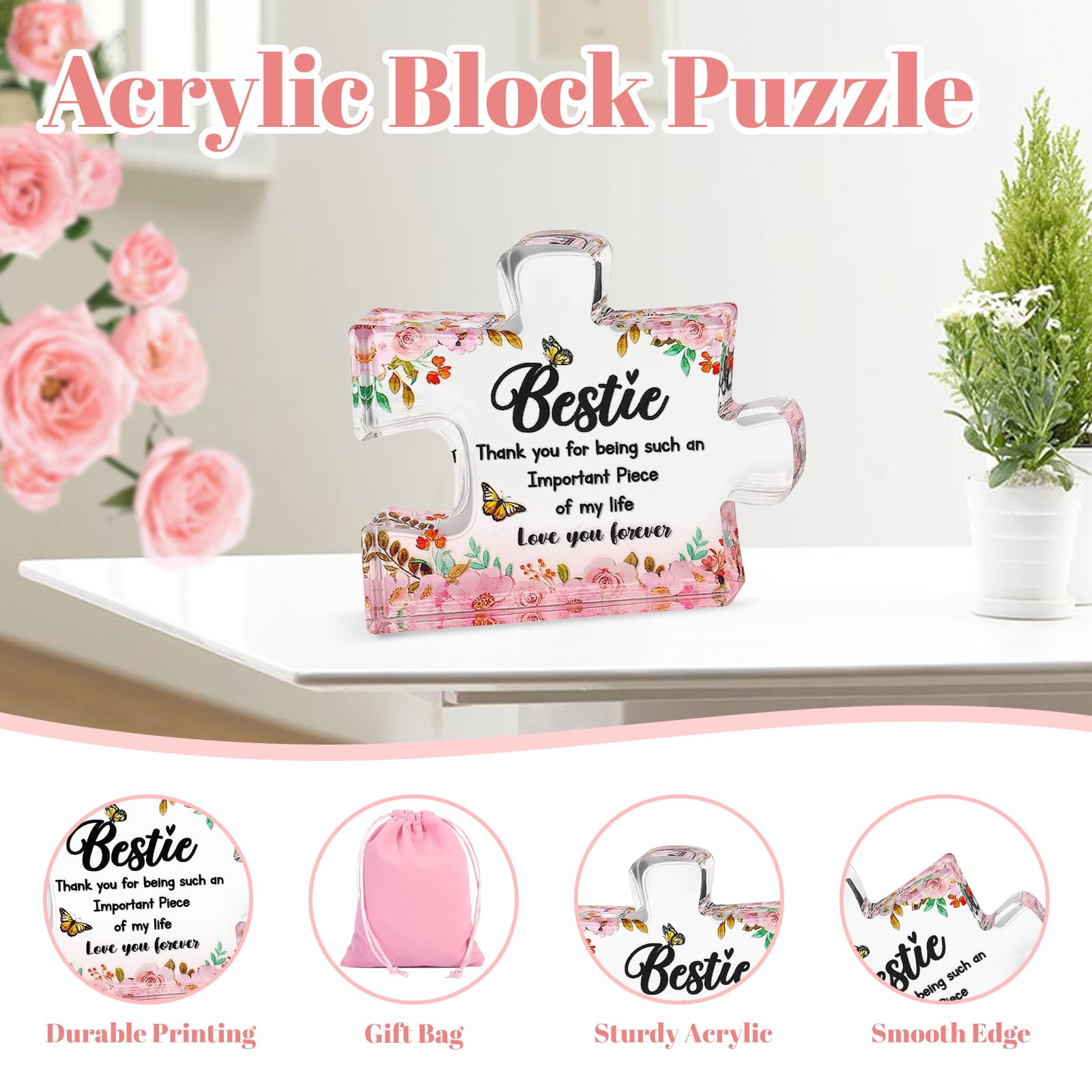 Best Friend Acrylic Plaque Puzzle Piece – Friendship Gifts For Women, Birthday, Christmas, Female Friend Gift - View #3