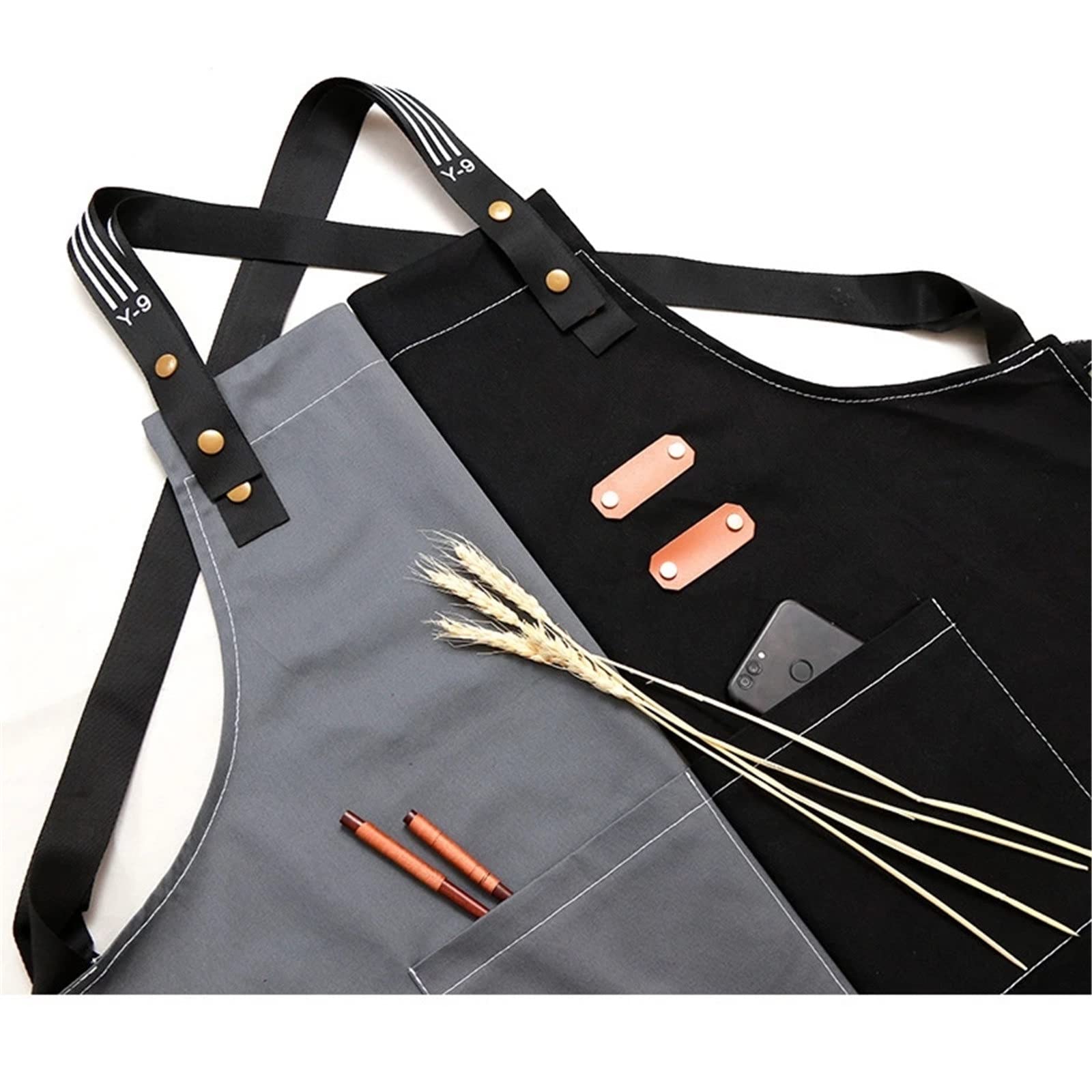 Gartenwerkzeuge Schürze Canvas Kellner Küche Kochschürze for Männer Druck(Black)