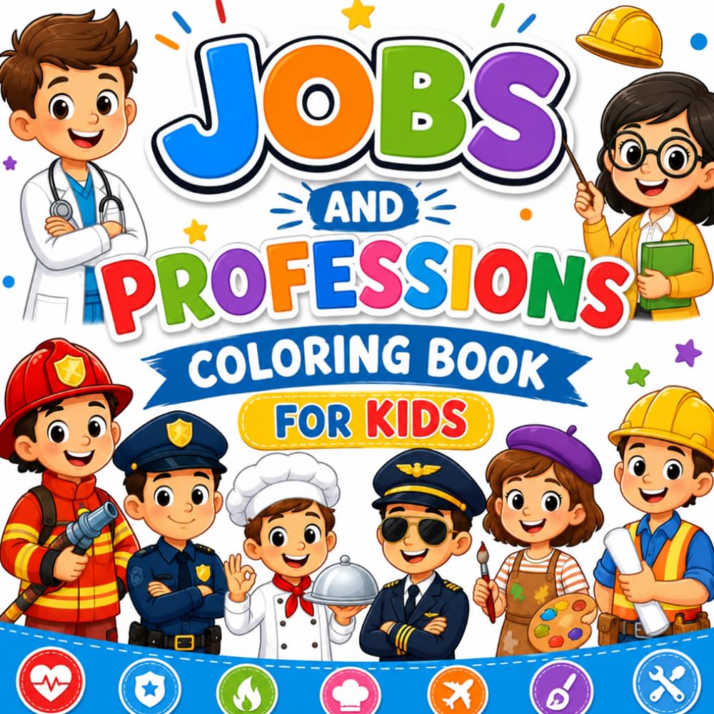 Jobs and Professions Coloring Book for Kids: 50 Easy and Fun Coloring Pages Featuring Community Helpers and Everyday Workers | Ages 4–8