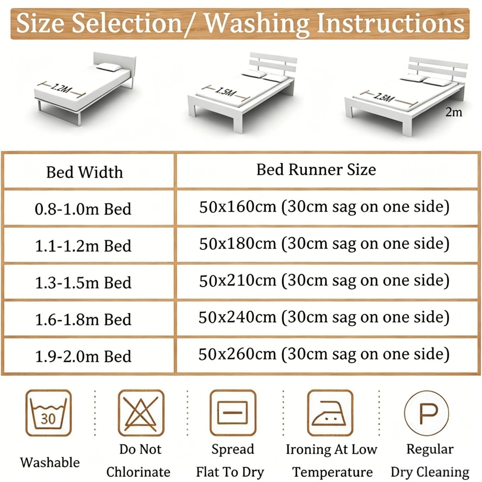 Set Aus Bettläufern Und Schals Am Bettende Hotelqualität Mit 2 Kissenbezügen(Khaki,50x240cm)