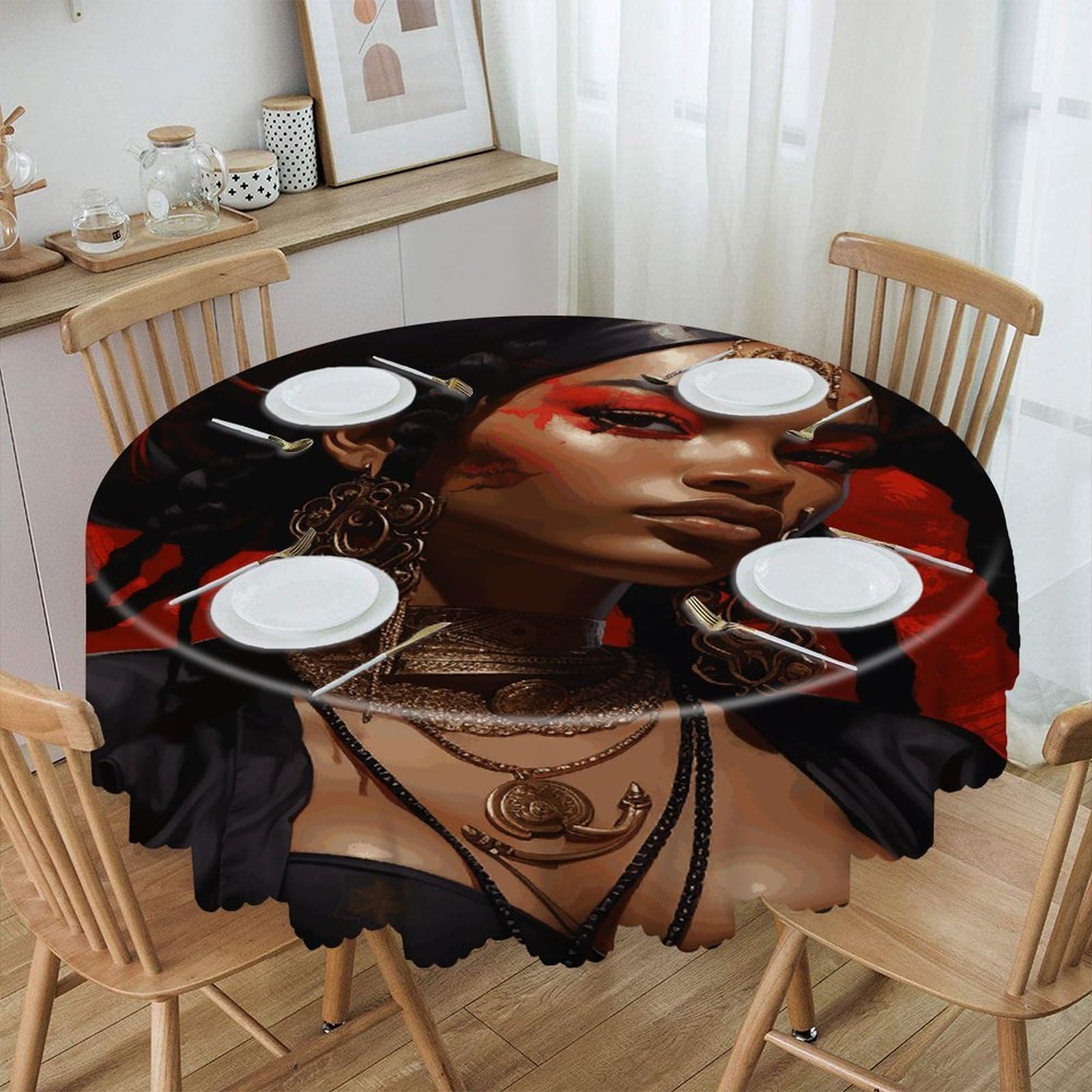 VstaDank - 60 inch round tablecloth easy clean round thick decorative polyester tablecloth for dining kitchen party farmhouse outdoor