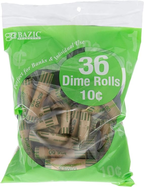 BAZIC Coin Wrappers Rolls Dime, Made in USA, Durable