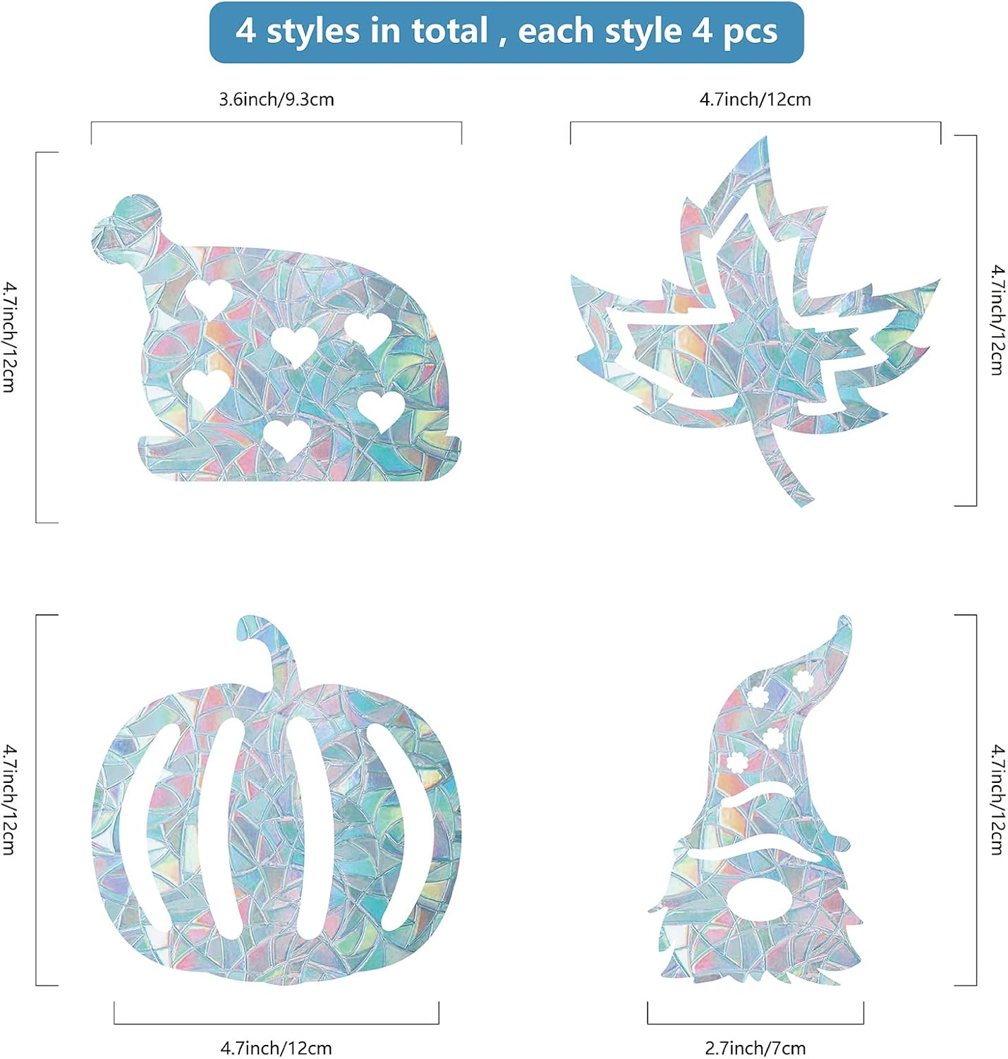 GORGECRAFT 16PCS Thanksgiving Day Window Decals Rainbow Glass Sliding Door Sticker Gnome Signs Maple Leaf Pumpkin Clings Non Adhesive Vinyl Film Stickers for Windows Autumns Harvest Fall Decor