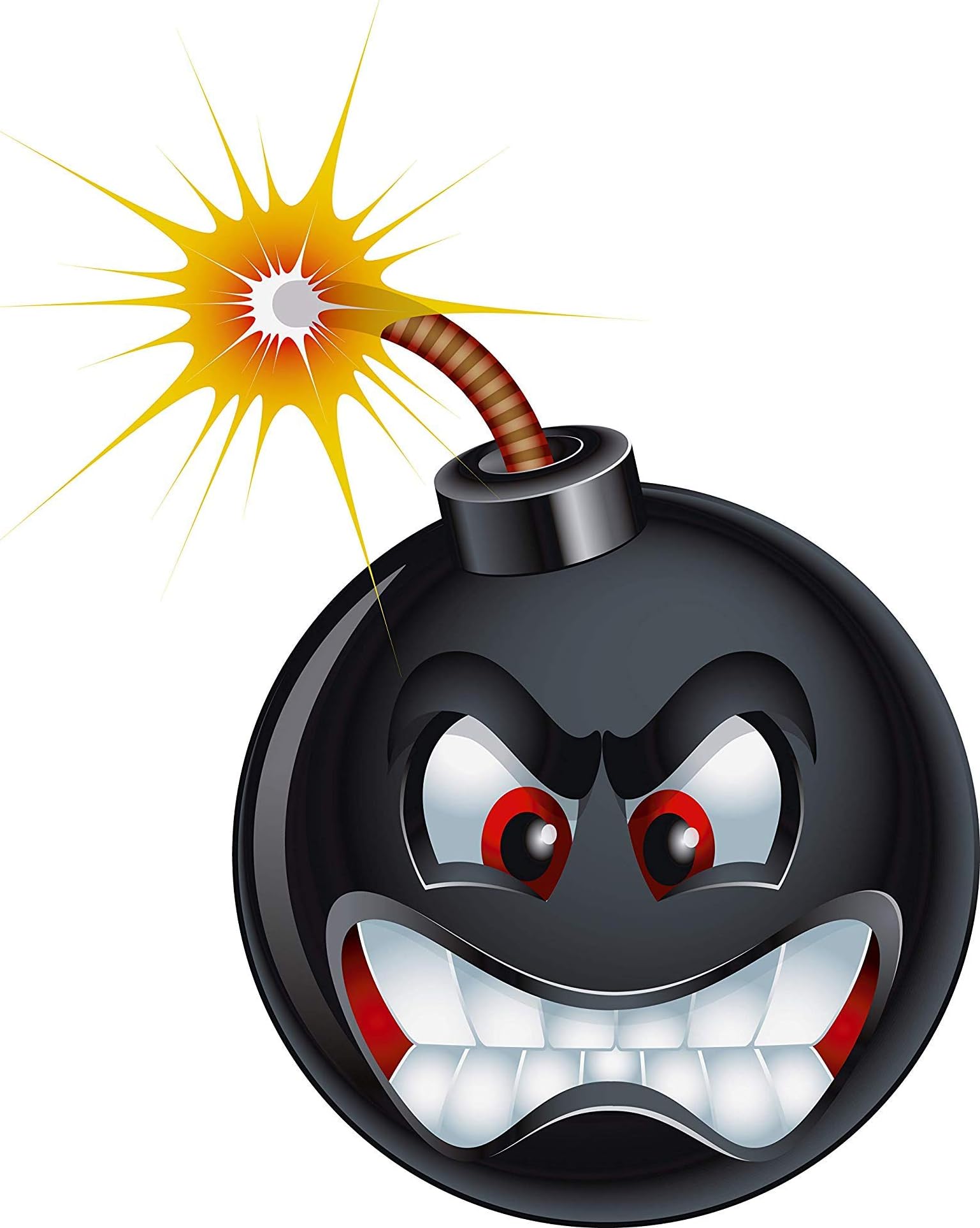 Silly Grinning Smiling Military Bomb Cartoon Icon - Black Bomb Truck Car Bumper Sticker Vinyl Decal 5"